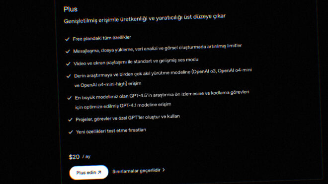 ChatGPT “Plus” için ücreti 200 dolar olan yıllık abonelik paketi geliyor