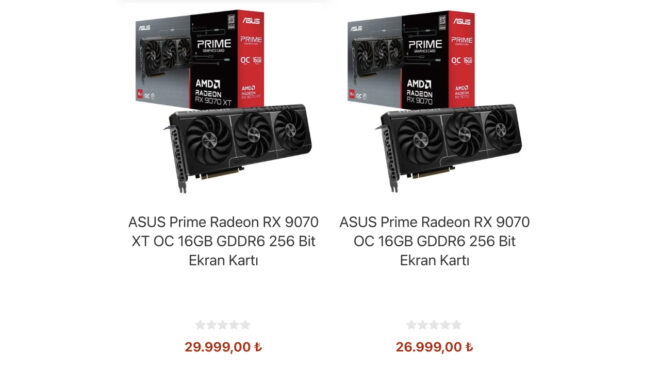 AMD RX 9070 XT, Türkiye’de 30 bin TL’den başlayan fiyatlarla satışa sunuldu