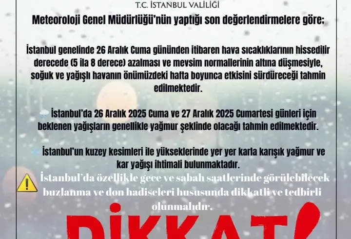 İstanbul - İstanbul Valiliği'nden kar yağışı uyarısı