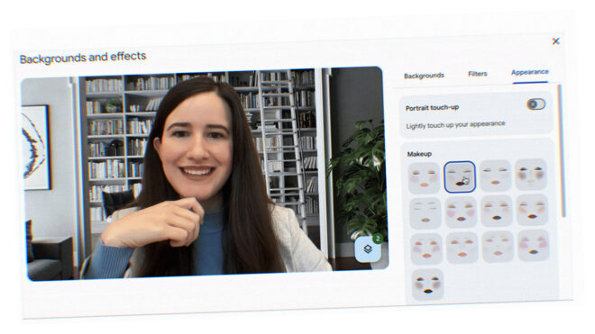 Google Meet, yapay zekâ temelli “makyaj” filtreleri kazandı