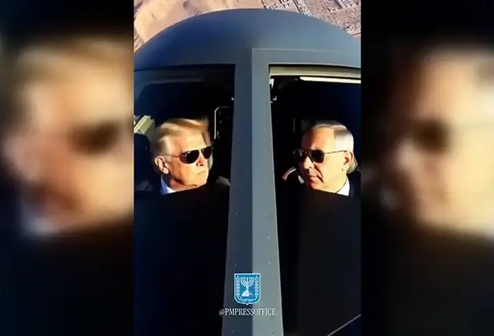 İsrail'den İran'a video mesajla gözdağı: Netanyahu ve Trump bombardıman uçağının kokpitinde
