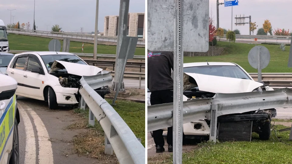 Bursa'da Yağış Kazaya Neden Oldu: Bariyerlere Çarpan Otomobilin Sürücüsü Yaralandı