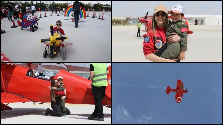 Eskişehir'de çocuklar sportif uçak ve helikopterlerle uçuş heyecanı yaşadı