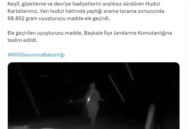 MSB: Van hudut hattında 68 kilo uyuşturucu ele geçirdi