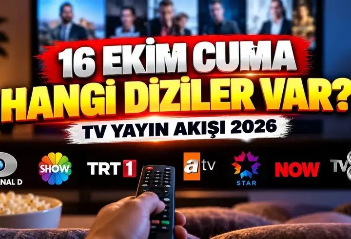 Cuma Akşamı Hangi Diziler Var? 16 Ekim 2026 Cuma TV Yayın Akışı! Bu Akşam TV’de Ne Var? Kanal D, Show TV, Atv, TRT 1, Star TV, Now TV Ve Tv8 Yayın Listesi