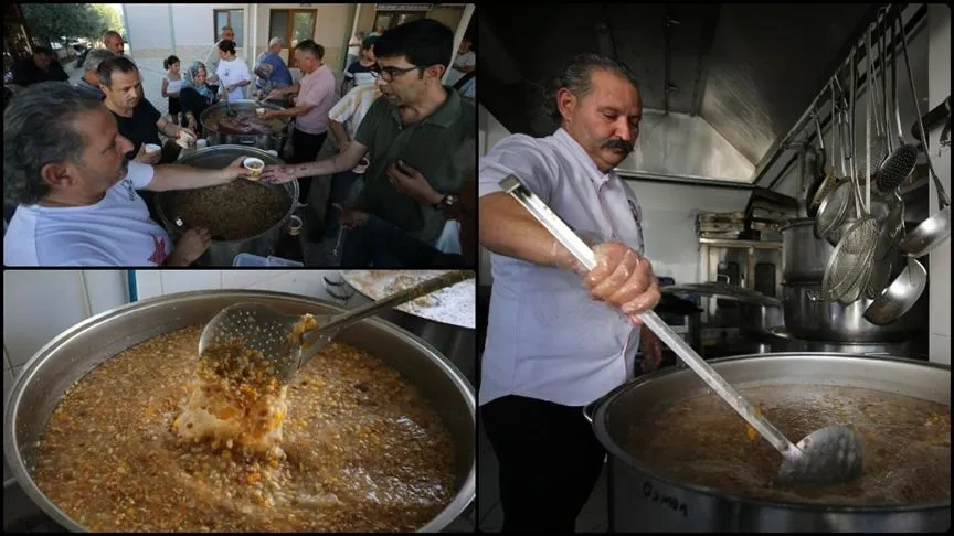 Bereketin simgesi aşure değişmeyen tarifiyle kazanlarda kaynatılıyor