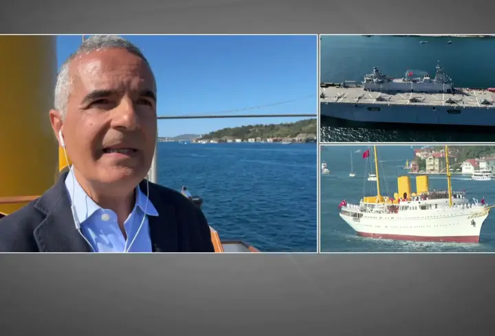 Bir tarafta TCG Anadolu, diğer tarafta Savarona: Boğaz’da görkemli deniz geçişi