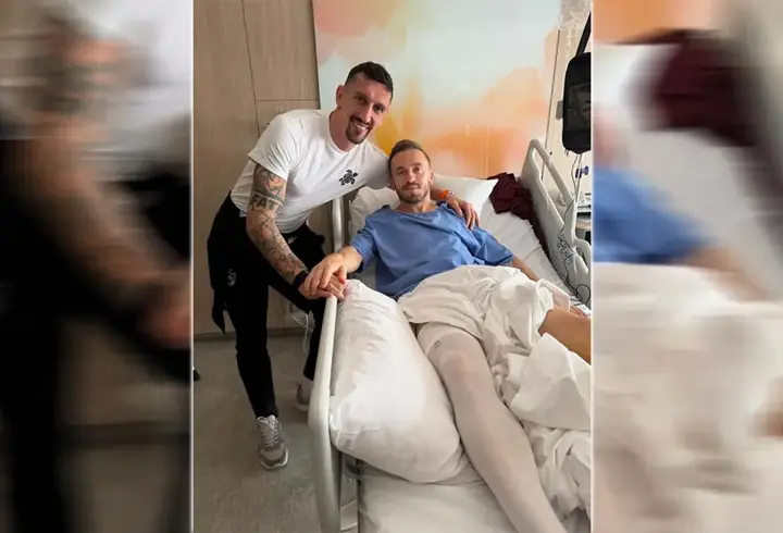Stefan Savic, ayak bileğinden sakatlanan Edin Visca’yı ziyaret etti