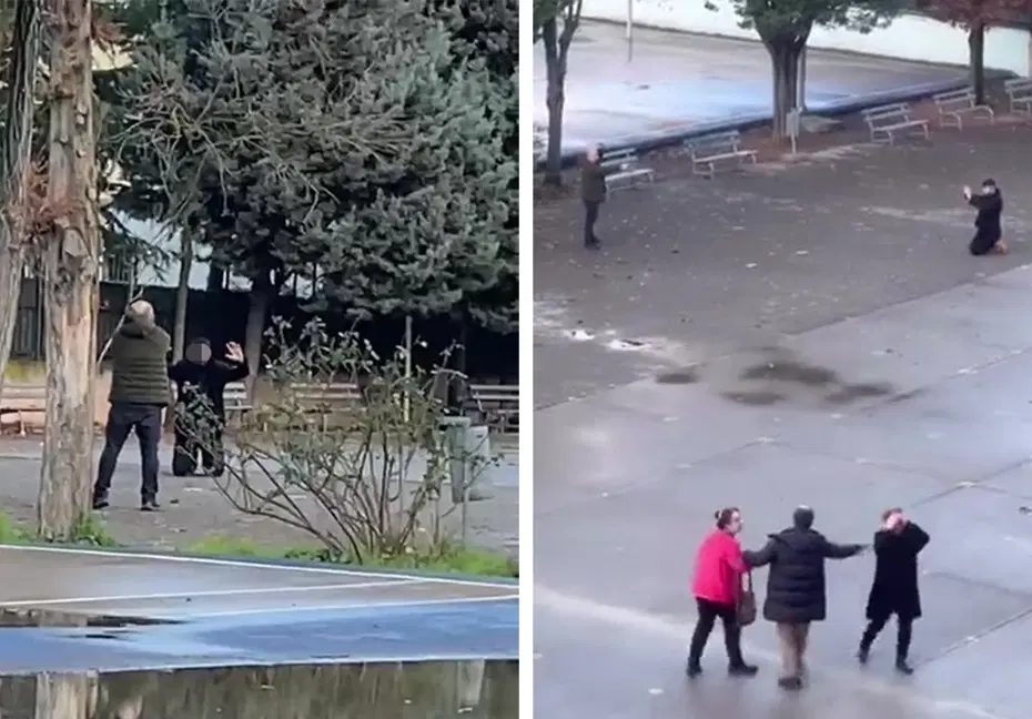 Lise bahçesinde korku dolu an! "Kızımı rahatsız etti" dedi, rehin aldı