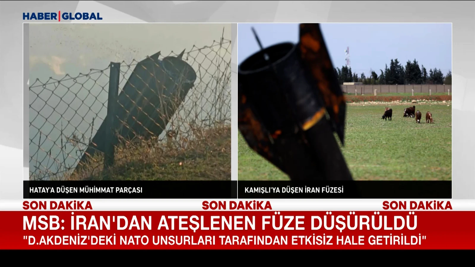 Hatay ve Kamışlı’ya düşen İran füzesi böyle görüntülendi