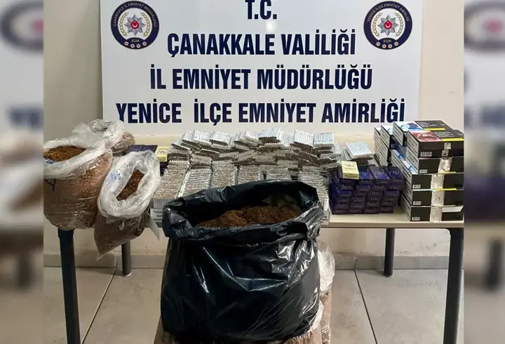 Çanakkale Yenice'de 21 kilo tütün ve binlerce makaron ele geçirildi